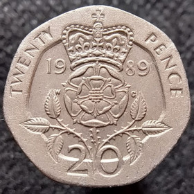 Єлизавета II (після ) Елизавета II (после ) ^/--/^ Велика Британія 20 пенсів, 1989 ^_^^^ Великобритания 20 пенсов, 1989 - фото фото фото