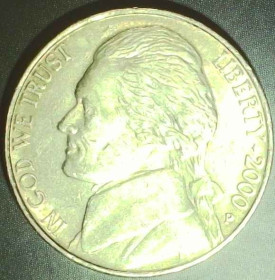 Обігові Обиходные ^/--/^ США 5 центів, 2000 P Джефферсон Нікель [3.31] ^_^^^ США 5 центов, 2000 P Джефферсон Никель [3.31] - фото фото фото