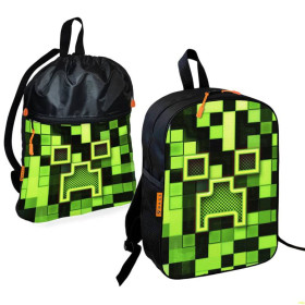 Рюкзаки, сумки Рюкзаки, сумки ^/--/^ Школьный рюкзак детский Minecraft + Сумка для обуви спортивной формы рюкзак-мешок  для мальчика (017 ^_^^^ Шкільний рюкзак дитячий Minecraft + Сумка для взуття спортивної форми рюкзак-мішок для хлопчика (172) - фото фото фото