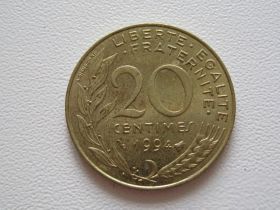 Франція Франция ^/--/^ Франция 20 сантимов 1994 года. Пчела #9784 ^_^^^ Франція 20 сантимів 1994 року. Бджола #9784 - фото фото фото