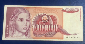 Югославія Югославия ^/--/^ Югославія. 100000 динарів 1989 р. ^_^^^ Югославия. 100000 динаров 1989 г. - фото фото фото