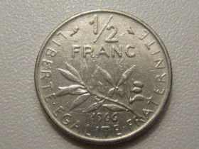 Франція Франция ^/--/^ Франция 1/2 франка 1966 года 38063 ^_^^^ Франція 1/2 франка 1966 38063 - фото фото фото