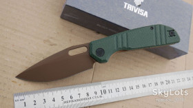 Ножі, мультітули Ножи, мультитулы ^/--/^ TRIVISA Gecko-GM, JM /--/ 04-GM-14, 14 /--/ C /--/ 28 /--/ N Rose Gold, Micarta Green, Flipper, Ceramic Ball Bearing, Outdoor, Tactical, EDC, Liner Lock - фото фото фото