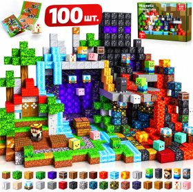 Конструктори Конструкторы ^/--/^ 100 /--/ дт.Магнітний конструктор Minecraft 100 деталей  (19948) ^_^^^ 100 /--/ дт. Магнитный конструктор Minecraft 100 деталей (19948) - фото