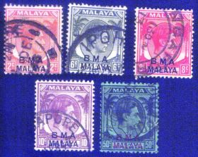 Малайзія Малайзия ^/--/^ Малайя (1945) Британская Военная Администрация. Надпечатки ^_^^^ Малайя (1945) Британська Військова адміністрація. Надпечатки - фото фото фото