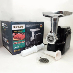 М'ясорубки Мясорубки ^/--/^ Електрична м’ясорубка Rainberg RB-677 2600 /--/ W з насадкою для ковбас ^_^^^ Электрическая мясорубка Rainberg RB-677 2600 /--/ W с насадкой для колбас - фото фото фото