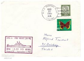 Тематичні колекції Тематические коллекции ^/--/^ Флот. Германия 1962 г - ХМК - СГ - крейсер USS NEWPORT NEWS - визит в Киль -   ( фото судна - вне лота , для наглядности) - 2 скана ^_^^^ Флот. Німеччина 1962 р - ХМК - СГ - крейсер USS NEWPORT NEWS - візит до Кіль - ( фото судна - поза лотом, для наочності) - 2 скана - фото фото фото