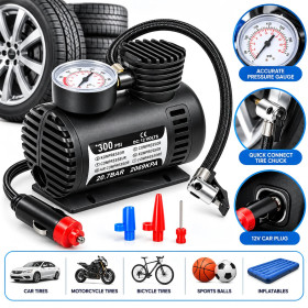Компресори Компрессоры ^/--/^ Автомобільний компресор JI /--/ 030 250 PSI — 12 /--/ V, аналоговий манометр, кабель 3 м, чорний ^_^^^ Автомобильный компрессор Air Pomp MJ /--/ 004 — 12 /--/ V, 250 PSI, аналоговый манометр, 3 м кабель - фото фото фото