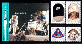 Освоєння космосу Освоение космоса ^/--/^ Космос . Багамы / Багамские о-ва 1989 г  MNH  - марки + блок ^_^^^ Багами / Багамські о-ви 1989 р MNH - марки + блок - фото фото фото