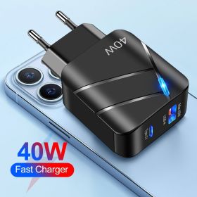 USB адаптери USB адаптеры ^/--/^ Зарядний пристрій зі швидкою зарядкою 40 Вт  USB Type-C Чорний ^_^^^ Зарядное устройство со быстрой зарядкой 40 Вт USB Type-C Черный - фото фото фото