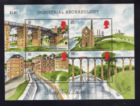 Великобританія Великобритания ^/--/^ Великобритания  1990 г MNH  - блок   архитектура ^_^^^ 1990 — Велика Британія — блок архітектура - фото фото фото