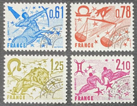 Франція Франция ^/--/^ Франция 1978 стандарт зодиак предварительное гашение Mi 2112-2115 MNH 3-й выпуск ^_^^^ Франція 1978 стандарт зодіак попереднє гасіння Mi 2112-2115 MNH 3-й випуск - фото фото фото