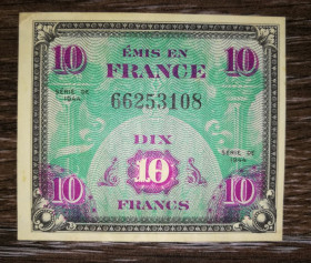 Франція Франция ^/--/^ FRANCE Союзническая оккупация Франции 10 франков 1944 Сохран ^_^^^ FRANCE Союзницька окупація Франції 10 франків 1944 Збереження - фото фото фото