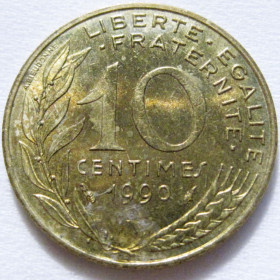 Франція Франция ^/--/^ Франція 10 сантимів 1990 року #6 /--/ П /--/ 1360 ^_^^^ Франция 10 сантимов 1990 года #6 /--/ П /--/ 1360 - фото фото фото
