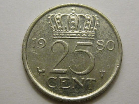 Нідерланди Нидерланды ^/--/^ Нидерланды 25 центов 1980 года 38640 ^_^^^ Нідерланди 25 центів 1980 року 38640 - фото фото фото