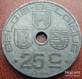 Бельгія Бельгия ^/--/^ Бельгия 25 сантимов 1945 цинк  11/06 /--/ б /--/ 0 ^_^^^ Бельгія 25 сантимів 1945 цинк 11/06 /--/ б /--/ 0 - фото фото фото