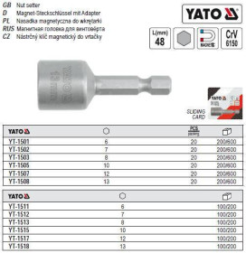 Викрутки Отвертки ^/--/^ Насадка YATO головка торцевая 6 граней магнит 1/4 7 /--/ х /--/ 48 мм YT-1502 ^_^^^ Польща головка торцева 6 граней магніт 1/4&amp;quot; 7 /--/ х /--/ 48 мм YT-1502 - фото фото фото