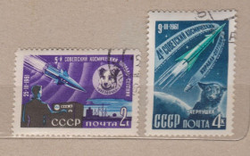 СРСР - СССР - ^/--/^ СОБАКИ в КОСМОСЕ = СССР - СРСР = 1961 р. = гаш. + ^_^^^ Собаки в КОСМОСЕ = СРСР - СРСР = 1961 р. = гаш. + - фото фото фото