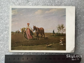 СРСР СССР ^/--/^ ЖИВОПИСЬ Почтовая карточка ВЕНЕЦИАНОВ На пашне Девушка Мать Дети Типы Деревня Пейзаж ГТГ Гознак 1930 ^_^^^ Поштова картка Венеціанів На ріллі Дівчина Мати Діти Тіпи Село Пейзаж ГТГ Гознак 1930 - фото фото фото