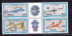 Транспорт Транспорт ^/--/^ Авиация .  Италия 1981 г  MNH - сцепка ^_^^^ Італія 1981 MNH - зчіпка - фото фото фото