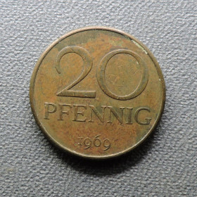 НДР, ФРН ГДР, ФРГ ^/--/^ Германия Німеччина 20 пфенингов 1969 ^_^^^ Германия Германия 20 пфенингов 1969 - фото фото фото