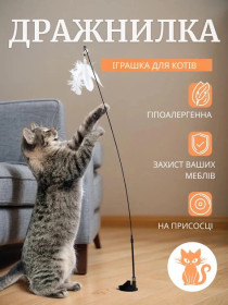 Іграшки для тварин Игрушки для животных ^/--/^ Інтерактивна іграшка-дражнилка для котів з пір’ям на присосці ^_^^^ Интерактивная игрушка-дражнилка для кошек с перьями на присоске - фото фото фото