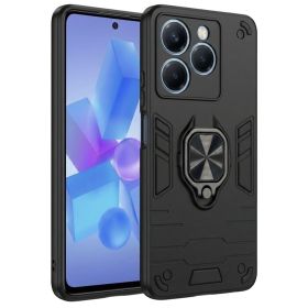 Чохли, бампера Чехлы, бампера ^/--/^ Чохол Fiji Defence для Tecno Spark 20 Pro (KJ /--/ 6) протиударний бампер з кільцем підставкою Black - фото фото фото