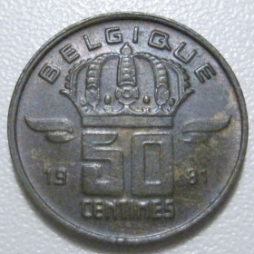 Бельгія Бельгия ^/--/^ Бельгія 50 сантимів 1981 року Belgique 42483 ^_^^^ Бельгия 50 сантимов 1981 года Belgique 42483 - фото фото фото