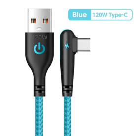 Кабелі Кабели ^/--/^ Кабель USB Type-C для быстрой зарядки Huawei Mate (1 метр), 90 градусов, берюзовый ^_^^^ Кабель USB Type-C для швидкої зарядки Huawei Mate (1 метр), 90 градусів, берюзовий - фото фото фото