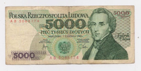 Польща Польша ^/--/^ 5000 ЗЛОТИХ = 1982 р. = ПОЛЬЩА = серія AB ^_^^^ 5000 злотых = 1982 г. = Польша = серия AB - фото фото фото