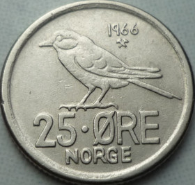 Норвегія Норвегия ^/--/^ Норвегия 25 эре 1966 фауна  зл/04 /--/ н /--/ 0 ^_^^^ Норвегія 25 ери 1966 фауна зл/04 /--/ н /--/ 0 - фото фото фото