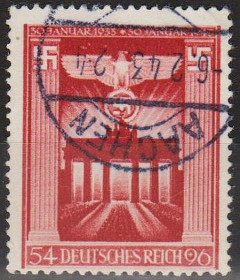 Третій Рейх (-) Третий Рейх (-) ^/--/^ 1943 - Рейх - 10 років правління Гітлера Mi.829 _гаш _3,0 € ^_^^^ 1943 - Рейх - 10 лет правления Гитлера Mi.829 _гаш _3,0 € - фото фото фото