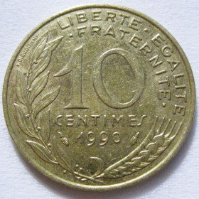 Франція Франция ^/--/^ Франція 10 сантимів 1990 року #6 /--/ П /--/ 1358 ^_^^^ Франция 10 сантимов 1990 года #6 /--/ П /--/ 1358 - фото фото фото