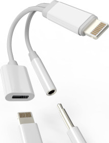 Кабелі Кабели ^/--/^ Лот № 15585 Розгалужувач 2 шт Lightning - 3,5 мм для iPhone, адаптера AUX-роз&amp;apos;єму для навушників  (2 в 1) для Apple, сертифікованого MFI аудіокабелю, адаптера для навушників, зарядного пристрою, шнура-адаптера - фото фото фото