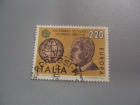 Італія, Ватикан Италия, Ватикан ^/--/^ марка Италия 1989 личности физик люди географ Антонио Ло Сурдо септ гаш №2723 ^_^^^ Італія 1989 особи фізик люди географ Антоніо Ло Сурдо септ гаш No /--/ 2723 - фото фото фото
