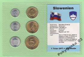 Словенія Словения ^/--/^ Набор монет СЛОВЕНИЯ блистер запайка пластик 6 монет набір Словенія ^_^^^ Набор монет Словения блистер запайка пластик 6 монет набор Словения - фото фото фото