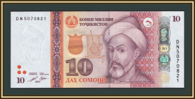 Таджикистан Таджикистан ^/--/^ Таджикистан 10 сомони 2022 P-24  (24 /--/ е) UNC ^_^^^ Таджикистан 10 сомоні 2022 P-24 (24 /--/ е) UNC - фото фото фото