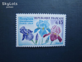Флора Флора ^/--/^ Марка Франция 1969 день цветов флора цветы ирисы MNH ^_^^^ Марка Франція 1969 день квітів флора квіти іриси MNH - фото фото фото