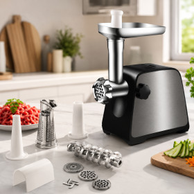 М'ясорубки Мясорубки ^/--/^ М&amp;apos;ясорубка Domotec MS-2026 4500 /--/ W з функцією реверсу та соковижималкою ^_^^^ М&amp;apos;ясорубка Domotec MS-2026 4500 /--/ W с функцией реверса и соковыжималкой - фото фото фото