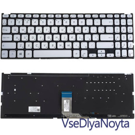 Клавіатури Клавиатуры ^/--/^ Клавиатура для ноутбука ASUS (X /--/ 512 series) ukr, silver, без фрейма, подсветка клавиш ^_^^^ Клавіатура для ноутбука ASUS (X /--/ 512 series) ukr, silver, без фрейму, підсвічування клавіш - фото фото фото