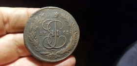 - (Катерина II) - (Екатерина II) ^/--/^ 5 КОПЕЕК 1763 М М. ПЕРЕЧЕКАН. ^_^^^ 5 КОПЕЕК 1763 М М. Перелікан. - фото фото фото