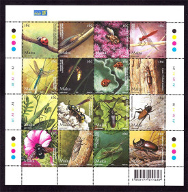Фауна Фауна ^/--/^ Фауна .  Мальта  2005 г   MNH - к/б - насекомые ^_^^^ Мальта 2005 MNH - к/б - комахи - фото фото фото