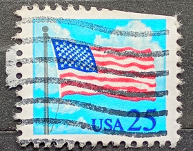 Північна Америка Северная Америка ^/--/^ США 1988 г - Флаг и облака, гаш ^_^^^ 1988 — Прапор і хмари, гаш - фото фото фото