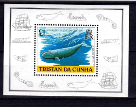 Фауна Фауна ^/--/^ NM Фауна .  Тристан да Кунья   1988 г  MNH - блок - кит ^_^^^ Трістан да Кунья 1988 MNH - блок - кит - фото фото фото