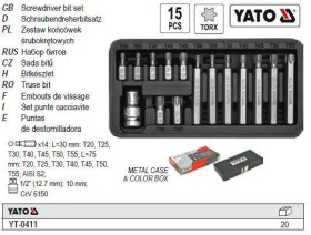 Інші інструменти Другие инструменты ^/--/^ Набор бит насадка отвертки TORX YATO перехидник 1/2 30-75 /--/ мм 15 штук YT-0411 ^_^^^ Набір біт насадка викрутки TORX YATO Польща перехідник 1/2 &amp;quot; 30-75 /--/ мм 15 штук YT-0411 - фото фото фото