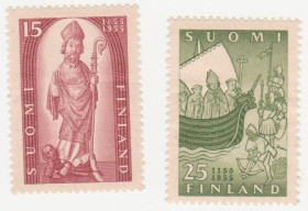 Скандинавія Скандинавия ^/--/^ Финляндия 1955 г. № 446-447 ** серия ^_^^^ Фінляндія 1955 р. No 446-447 ** серія - фото фото фото