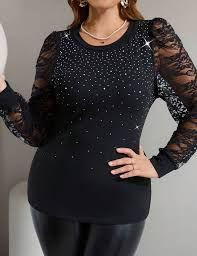 Кофти Кофты ^/--/^ Красивая женская кофта, блузка в стразах, с кружевными рукавами Shein ^_^^^ Красива жіноча кофта, блузка в стразах, з мережевими рукавами Shein - фото фото фото