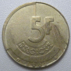 Бельгія Бельгия ^/--/^ Бельгія 5 франків 1993 року Belgique 42903 ^_^^^ Бельгия 5 франков 1993 года Belgique 42903 - фото фото фото