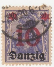 Веймарська республіка Веймарская республика ^/--/^ Германия Данциг 1920  г. № 17 гашеная ^_^^^ Німеччина Данциг 1920 р. No 17 гашена - фото фото фото