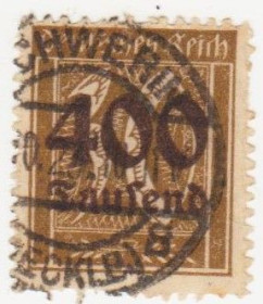 Веймарська республіка Веймарская республика ^/--/^ Германия    ( Рейх) 1923 г. №  297 гашеная ^_^^^ Німеччина (Рейх) 1923 р. No 297 гашена - фото фото фото